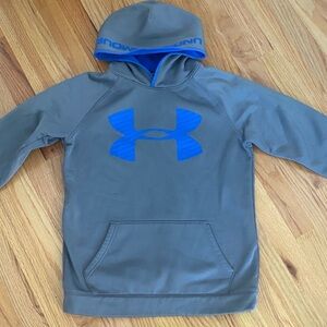 Under Armour Kids STORM YXL Hoodie in Gray with Blue Logo